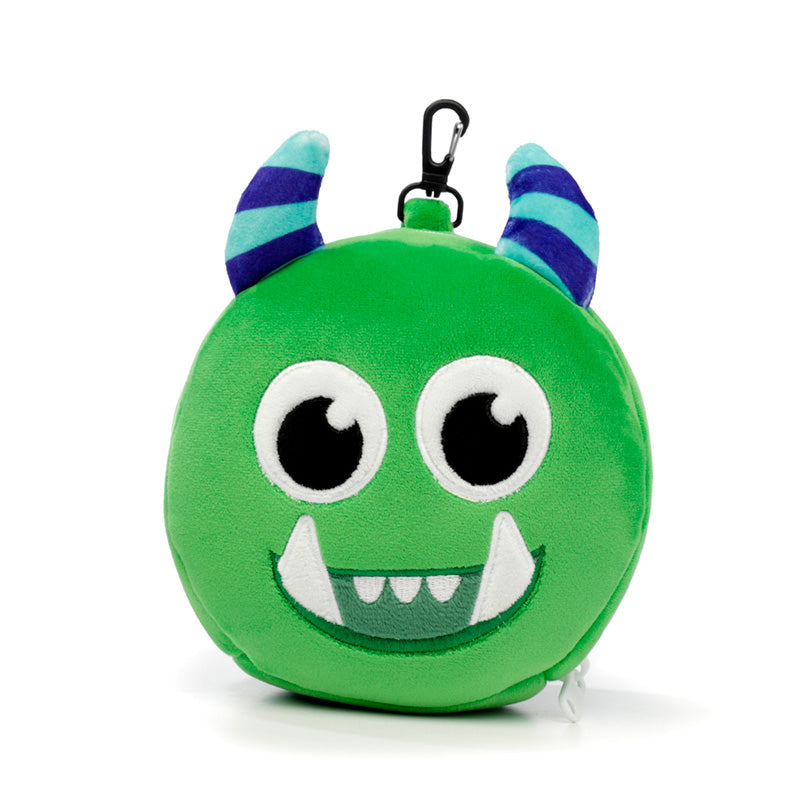 Gary The Green Monster Travel Pillow Set Front View Closed