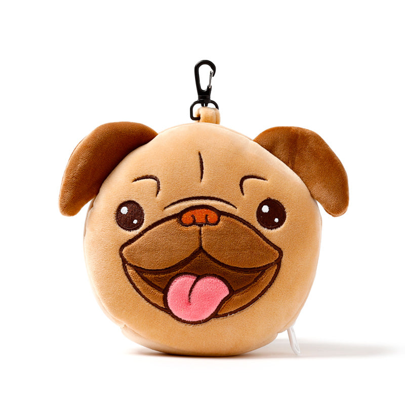 Mopps The Pug Travel Pillow Set Front View Closed