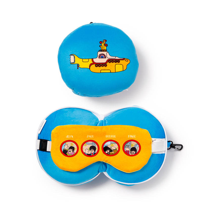 Yellow Submarine Travel Pillow Set Front View Open And Closed