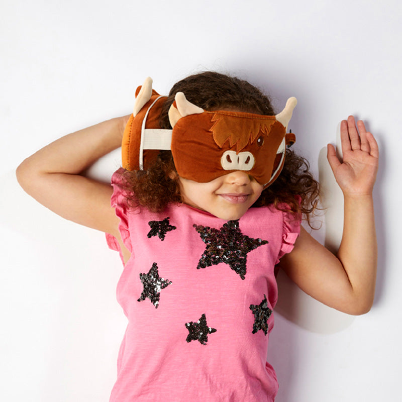 Highland Coo The Cow Travel Pillow Set Open On Model