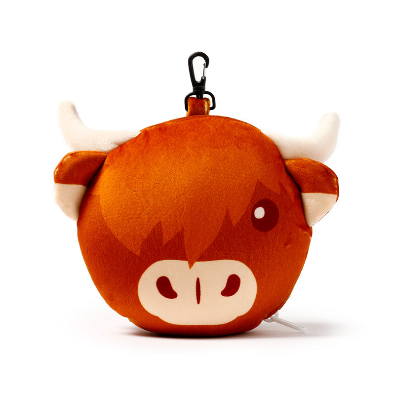 Highland Coo The Cow Travel Pillow Set Front View Closed
