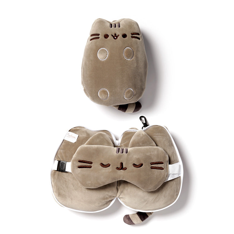 Pusheen The Cat Travel Pillow Set Front View Open And Closed