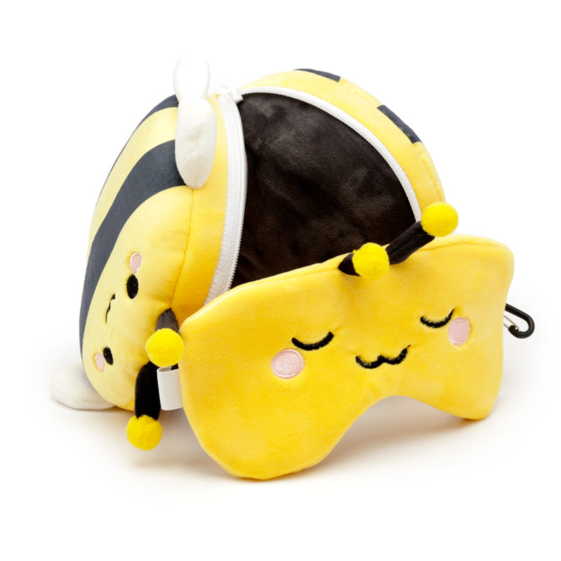 Bobby The Bee Travel Pillow Set Open Resting On Table