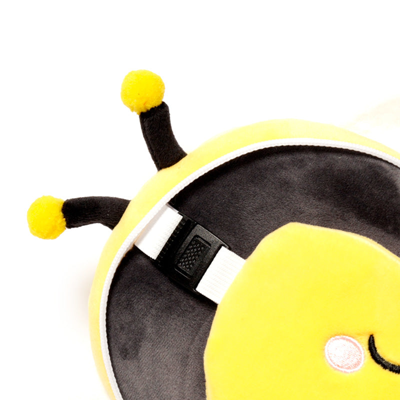 Bobby The Bee Travel Pillow Set Showing Quick Release Clip