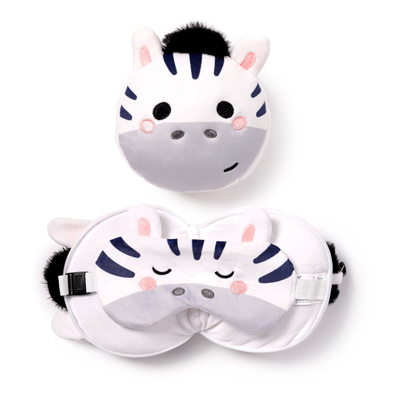 Bali The Zebra Travel Pillow Set Front View Open And Closed