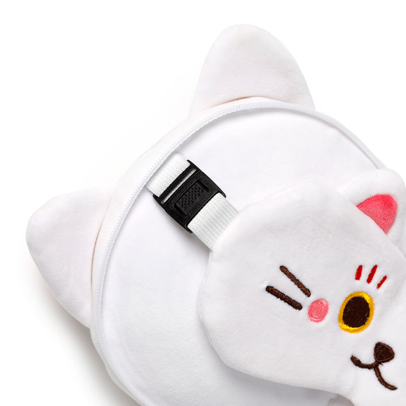 Maneki Neko Lucky Cat Travel Pillow Set Showing Quick Release Clip