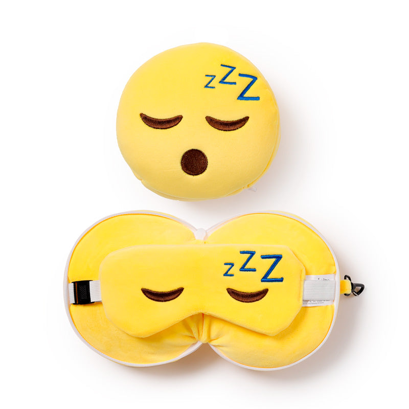 Snoozie The Sleeping Head Travel Pillow Set Front View Open And Closed
