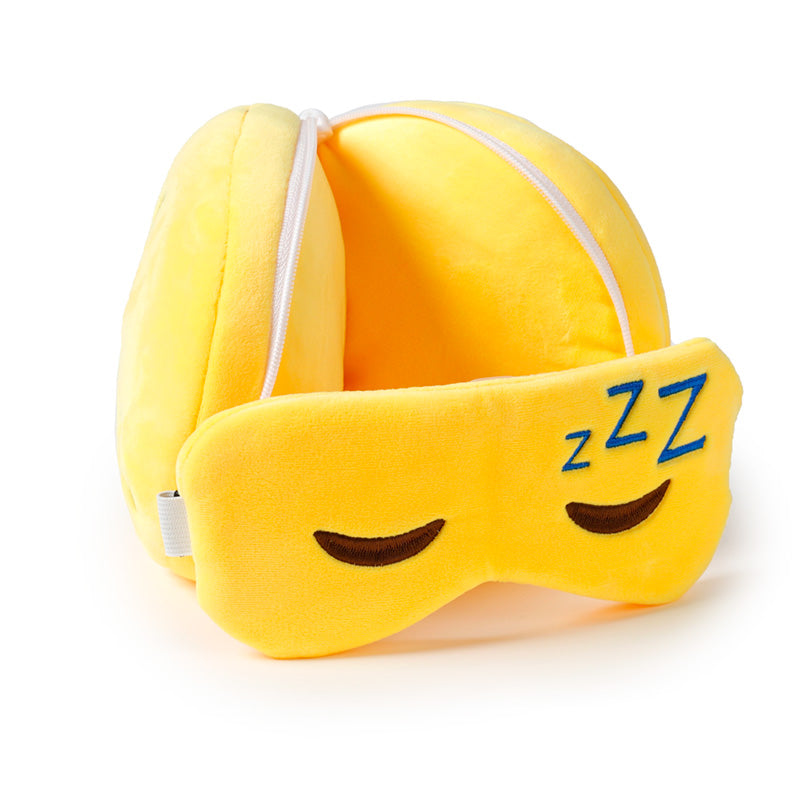 Snoozie The Sleeping Head Travel Pillow Set Open Resting On Table