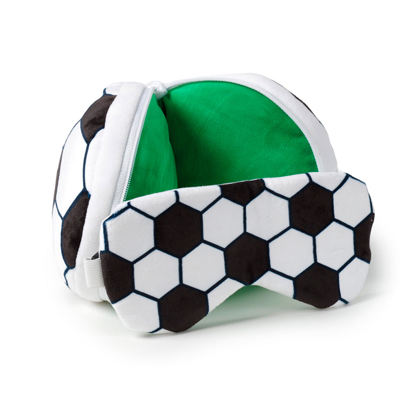 Football Travel Pillow Set Open Resting On Table