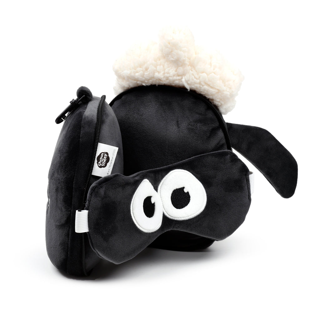 Shaun The Sheep Travel Pillow Set Open Resting On Table