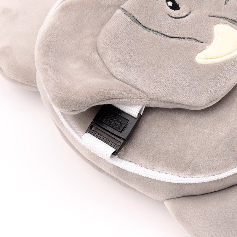 Elephant Travel Pillow Set Showing Quick Release Clip