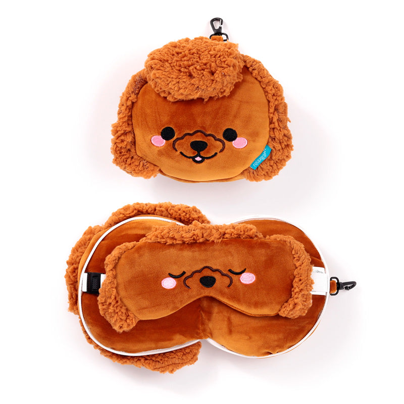Gigi The Toy Poodle Travel Pillow Set Front View Open And Closed
