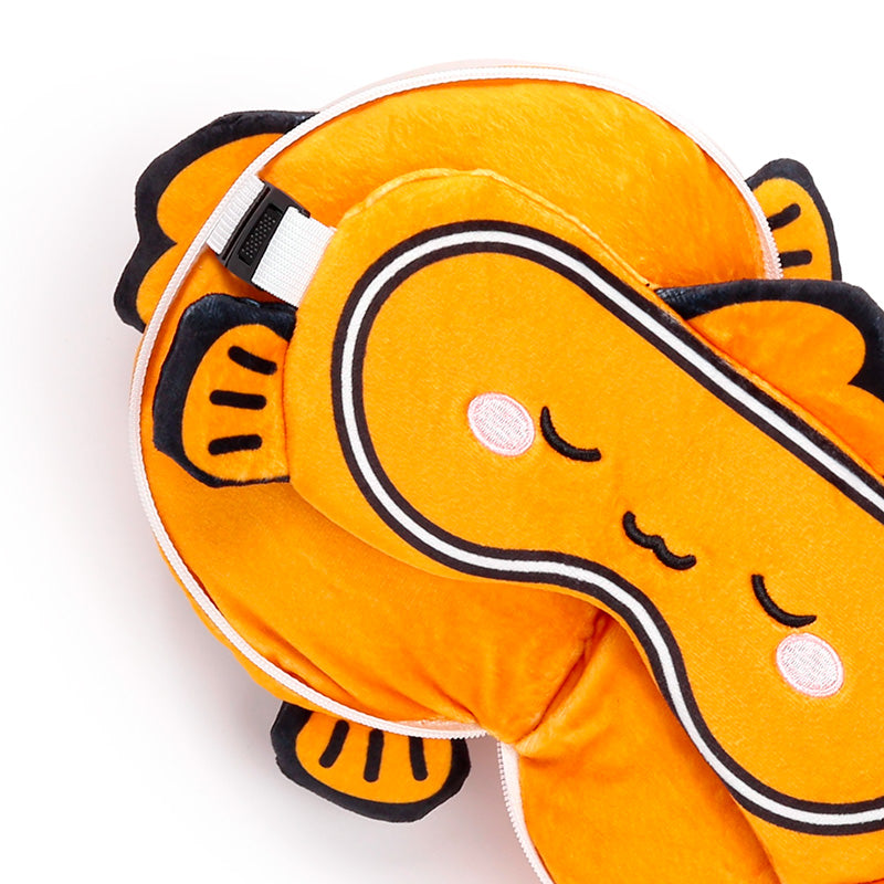 Finley The Clown Fish Travel Pillow Set Showing Quick Release Clip