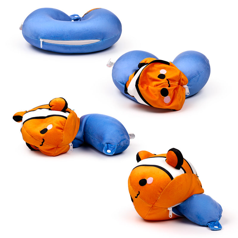 Finley The Clown Fish 2-In-1 Travel Pillow & Plush Toy Set Mid Way Through The Transition