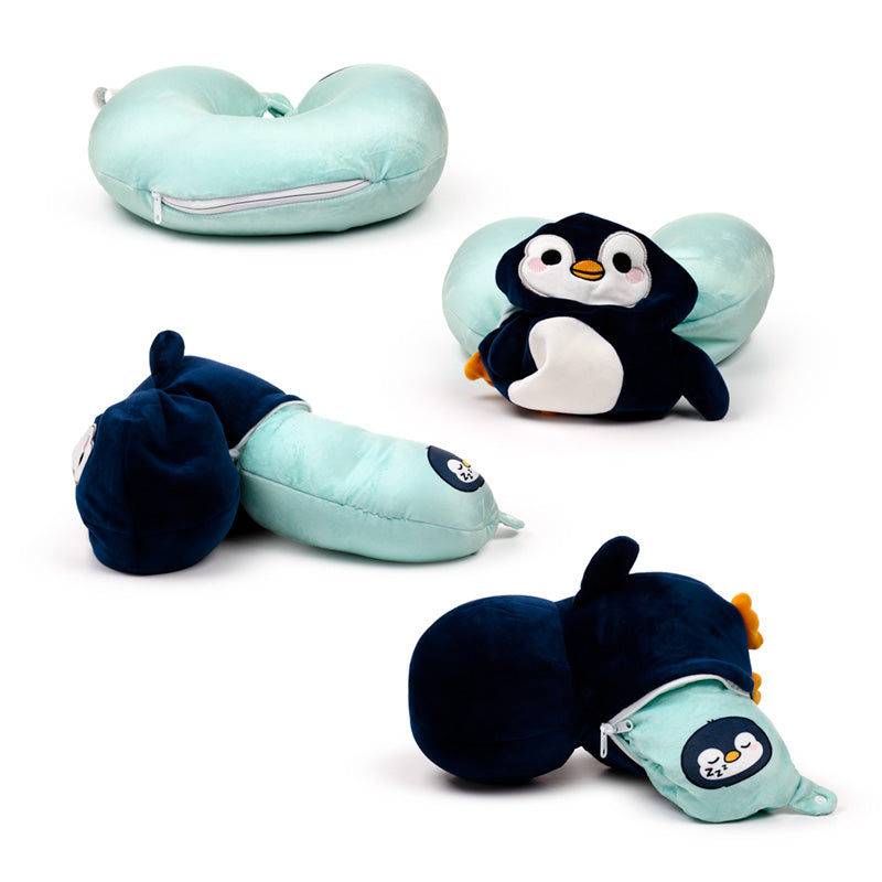 Nico The Penguin 2-In-1 Travel Pillow & Plush Toy Set Mid Way Through The Transition