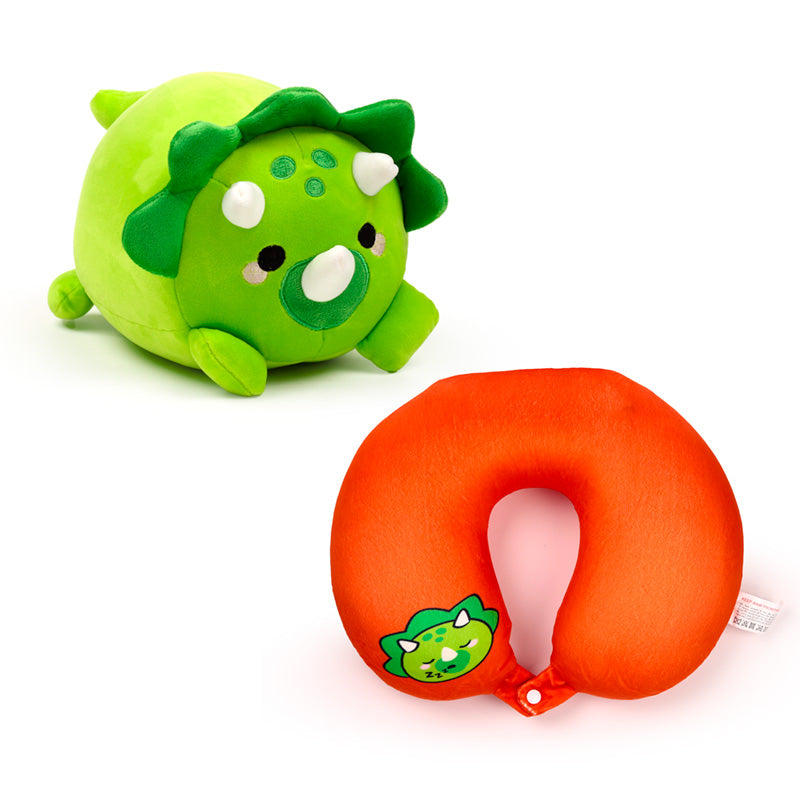 Huck The Dinosaur 2-In-1 Travel Pillow & Toy Set View Of Both Toy And Neck Pillow