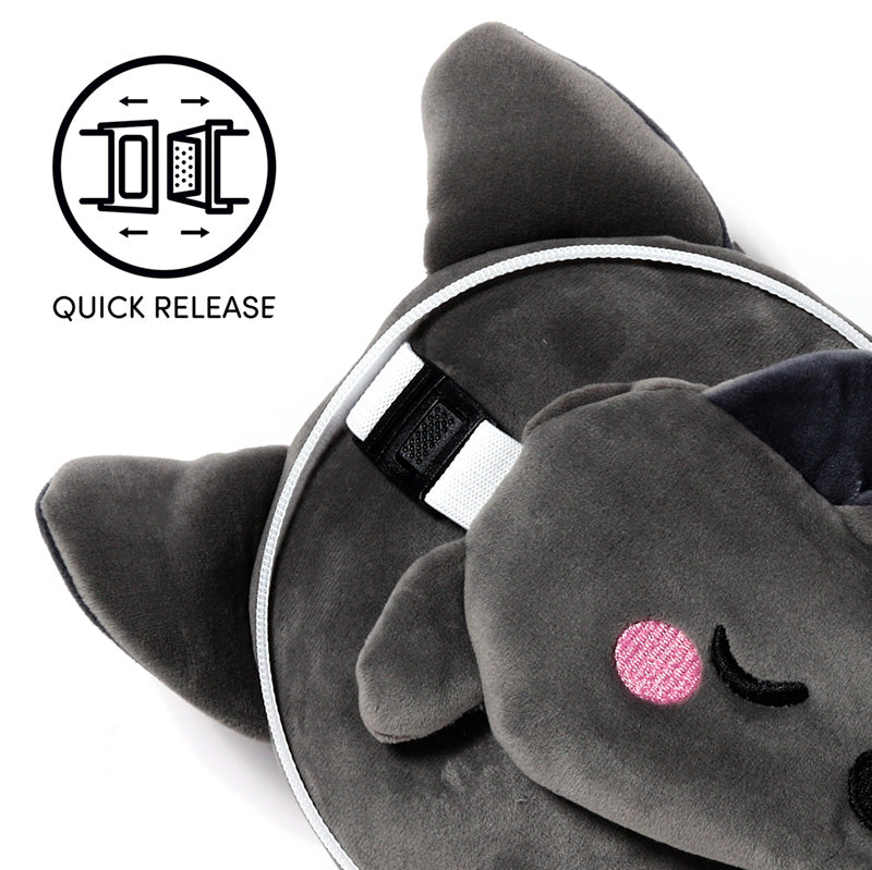 Dexter The Bat Travel Pillow Set Showing Quick Release Clip