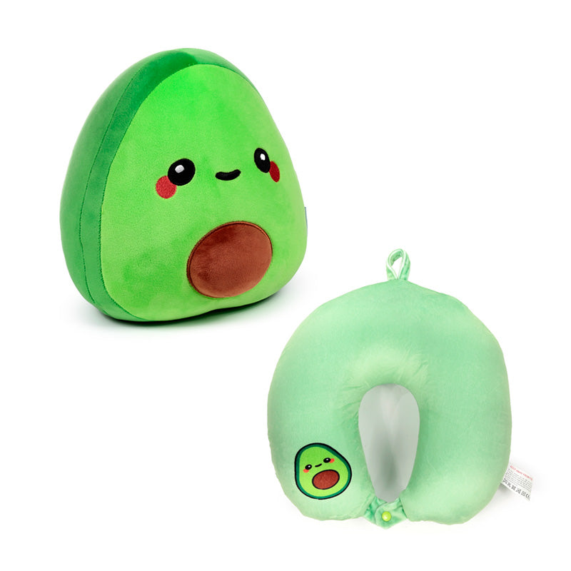 Pedro The Avocado 2-In-1 Travel Pillow & Toy Set View Of Both Toy And Neck Pillow