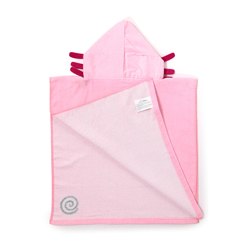 Maddie The Axolotl Kids Hooded Poncho Towel Back View Folded Corner