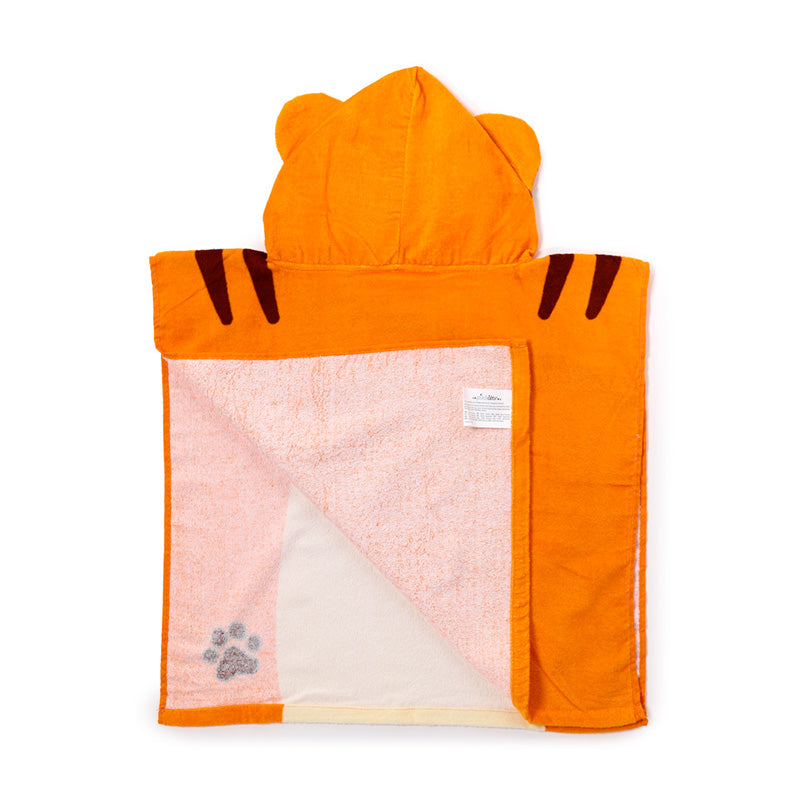 Alfie The Tiger Kids Hooded Poncho Towel Back View Folded Corner
