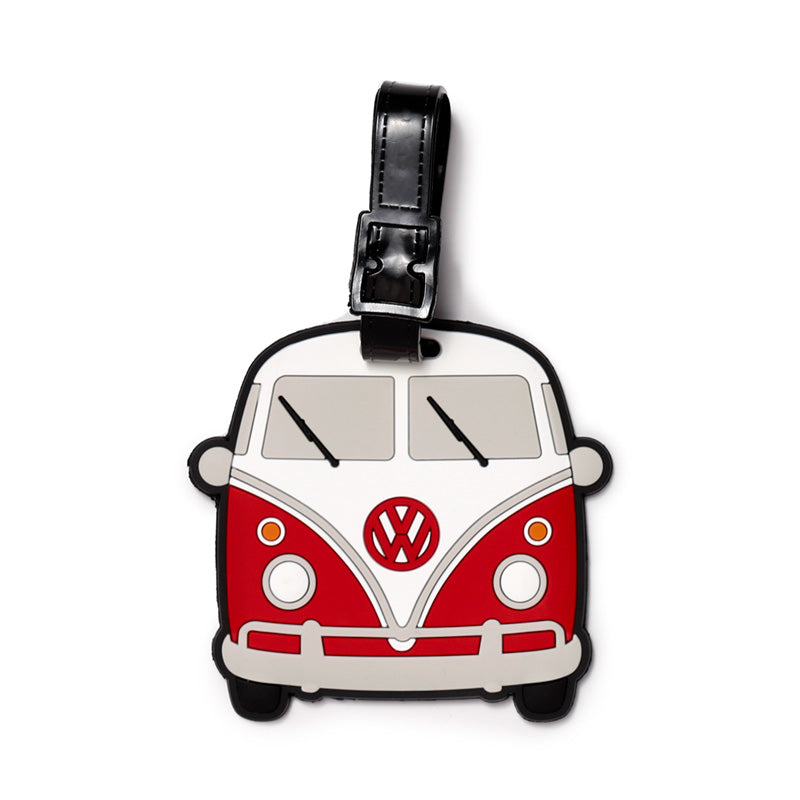 Red Vw Camper Bus Luggage Tag Front View