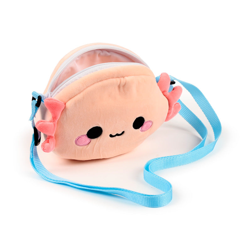Maddie The Axolotl Crossbody Bag Close Up Zip Open
