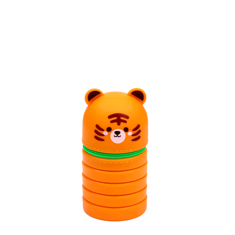 Alfie The Tiger Pop Up Silicone Pencil Case Gif Showing Pop Up Movement