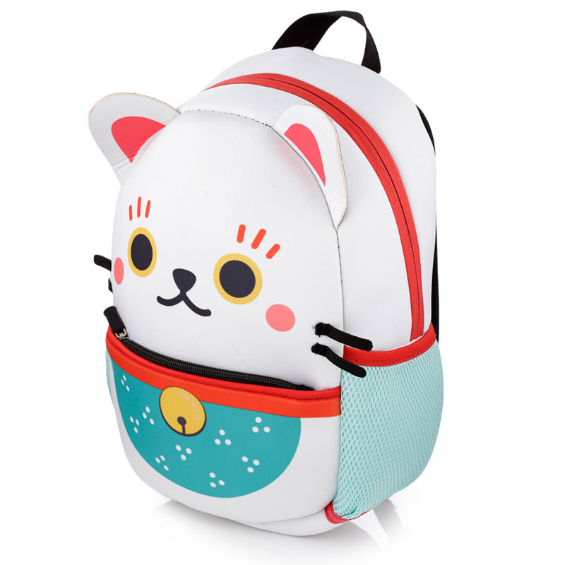 Maneki Neko Lucky Cat Backpack Side View Facing Left
