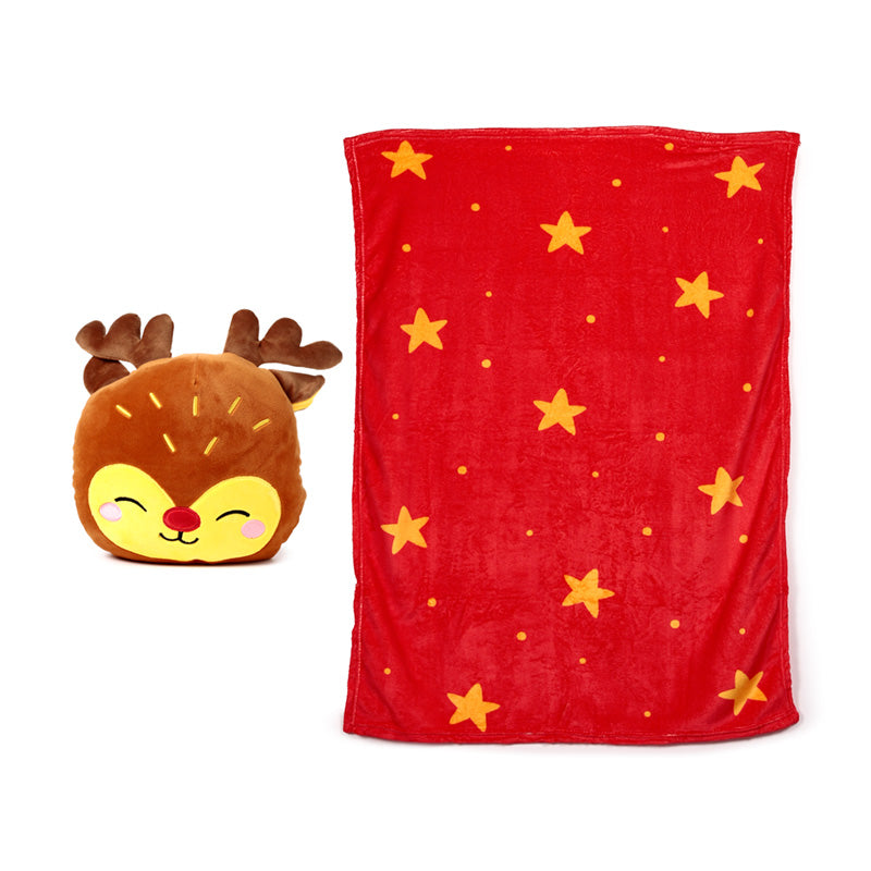 Rudolph The Reindeer 2-In-1 Toy & Blanket Set Front View With Blanket